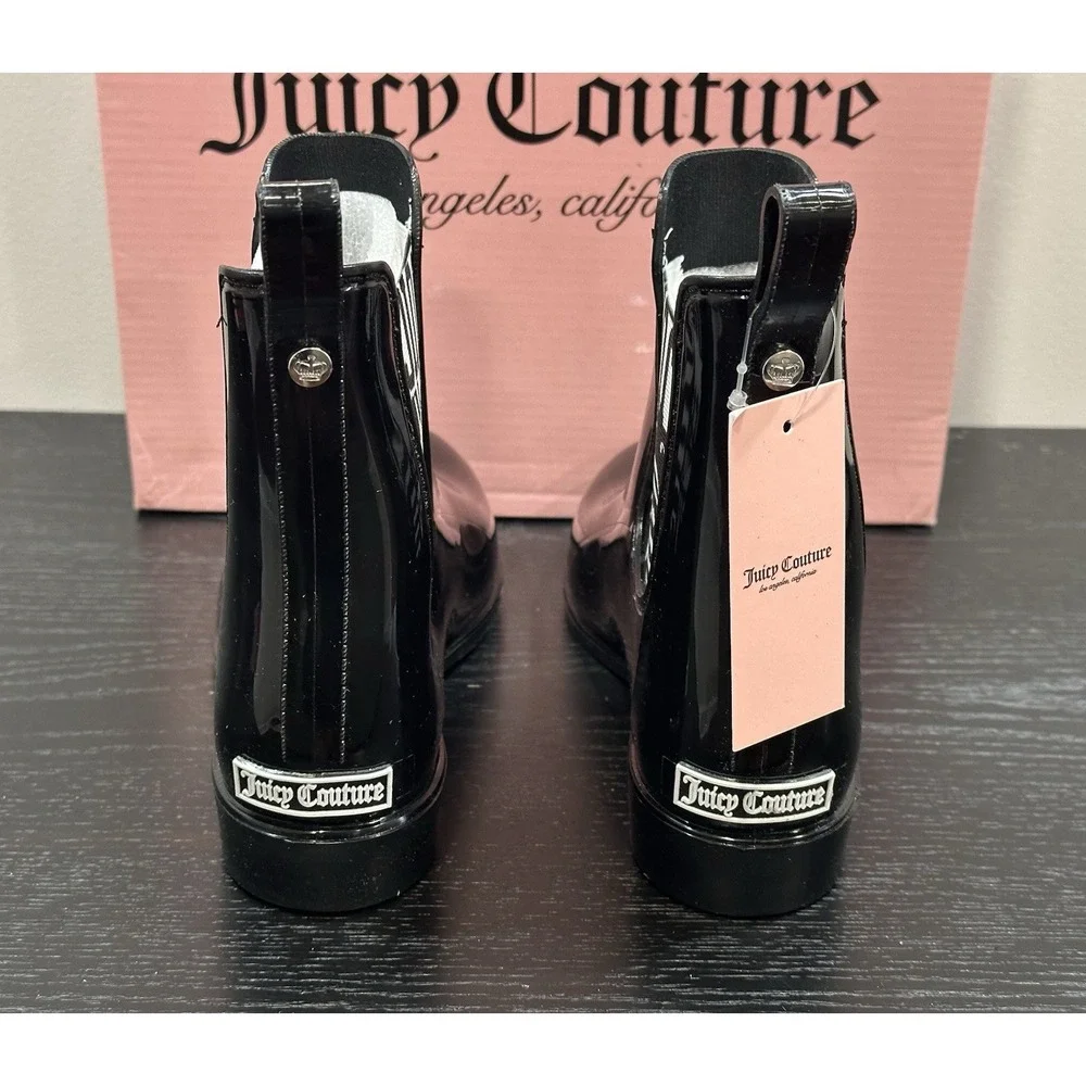 Juicy Couture Women's Romance‎ Black ankle rain boots Size 6 NEW